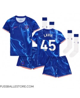 Günstige Chelsea Romeo Lavia #45 Heimtrikotsatz Kinder 2024-25 Kurzarm (+ Kurze Hosen)